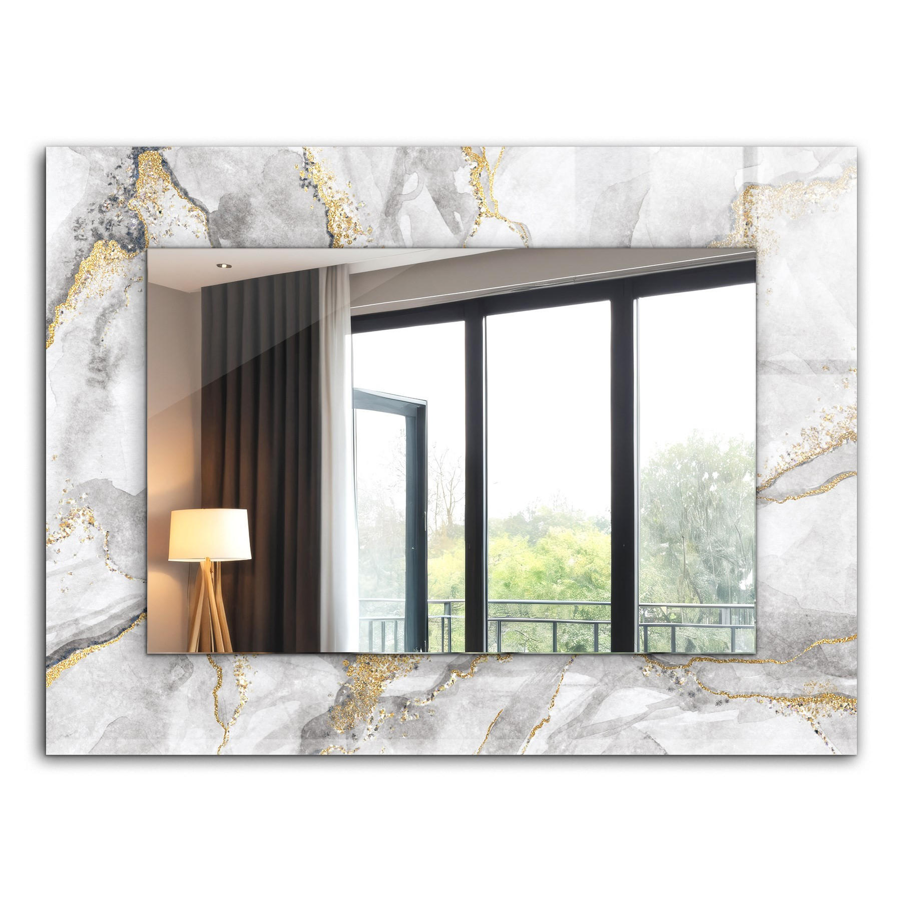 SPIEGEL 80 x 60 cm Rechteckig mit Aufdruck - Hellgrau, Glas (80/60/0.4cm) - TULUP