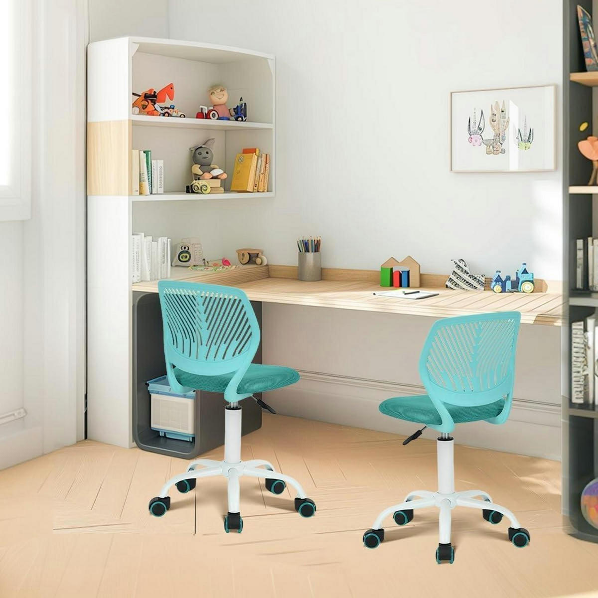 BÜROSTUHL 2er Set Türkis Verstellbar Ergonomisch - Türkis, Textil (38.5/75/40cm)