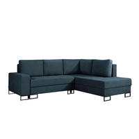 ECKSOFA mit Schlaffunktion Rechts Dunkelblau Chenille - 245x200 cm - Trevi - Schwarz/Dunkelblau, Holz/Holzwerkstoff (245/200cm) - Ravio