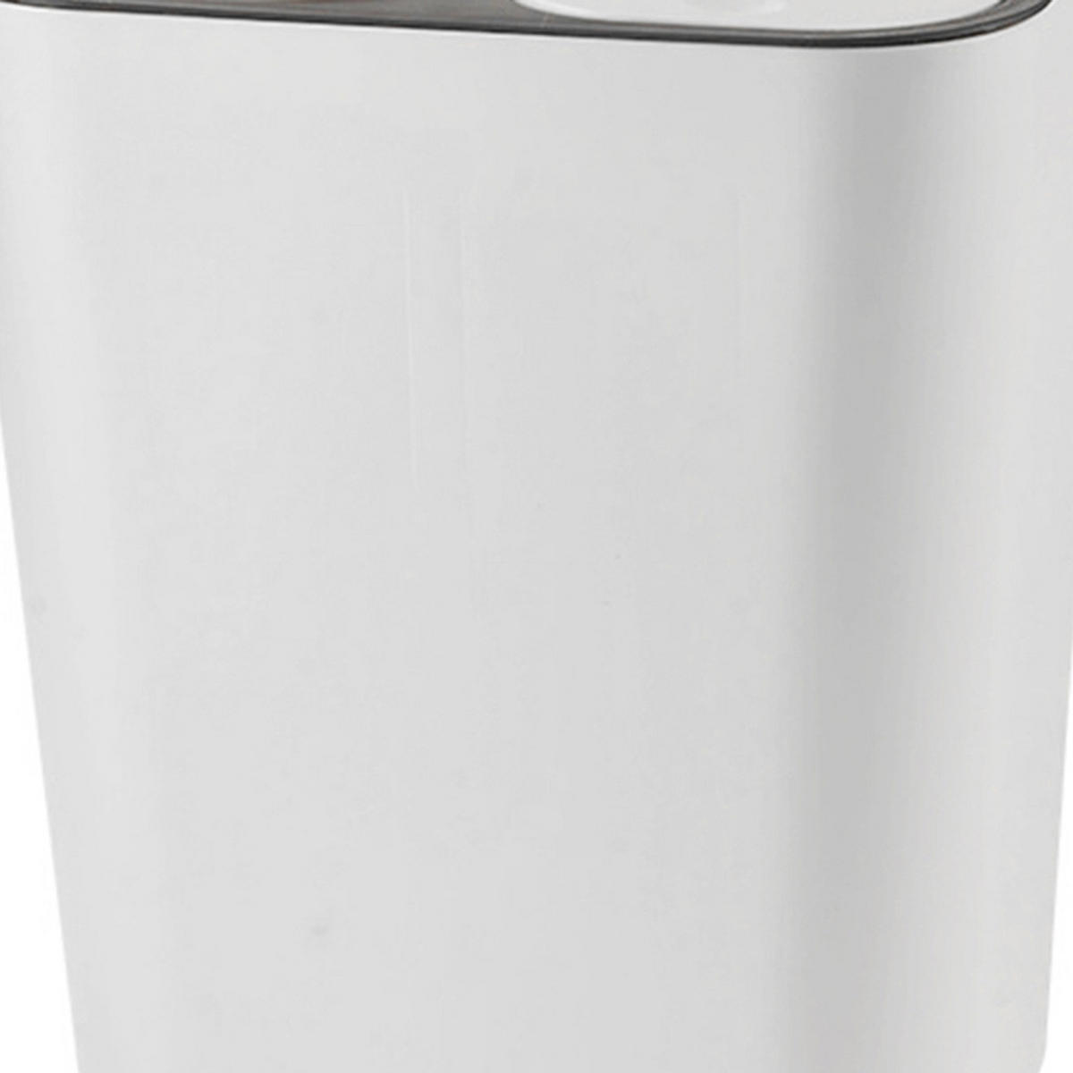 MÜLLEIMER 15L Mülltrennung 2-Fächer Doppeldeckel Kunststoff Weiß - Weiß, Kunststoff (29/33/21cm) - Livingandhome