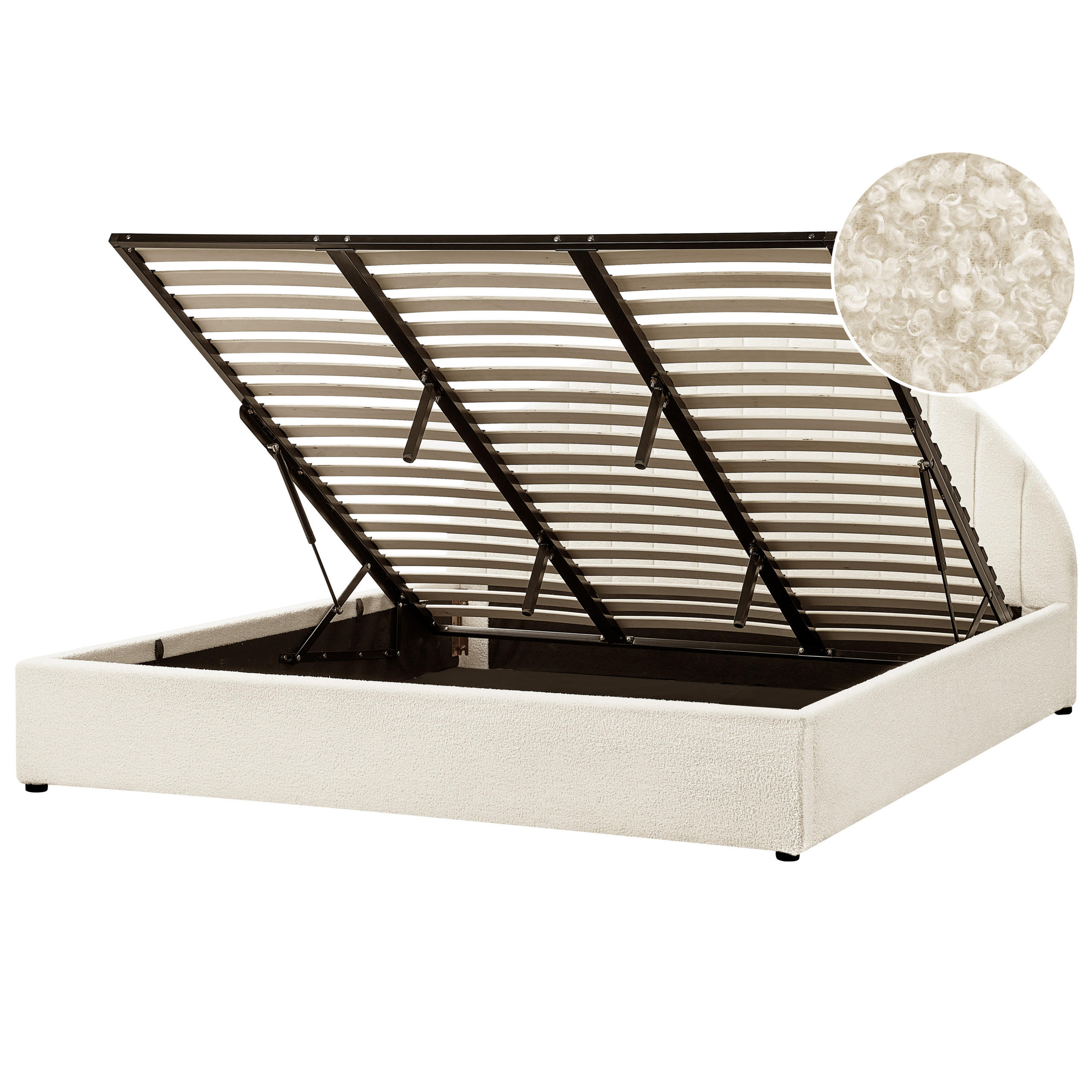 BETT mit Stauraum 180/200 cm Cremeweiß Chadenet - Weiß, Textil (180/200cm) - Beliani