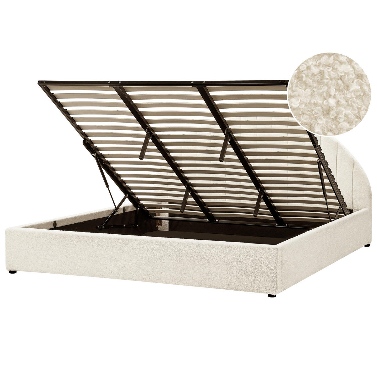 BETT mit Stauraum 180/200 cm Cremeweiß Chadenet - Weiß, Textil (180/200cm) - Beliani