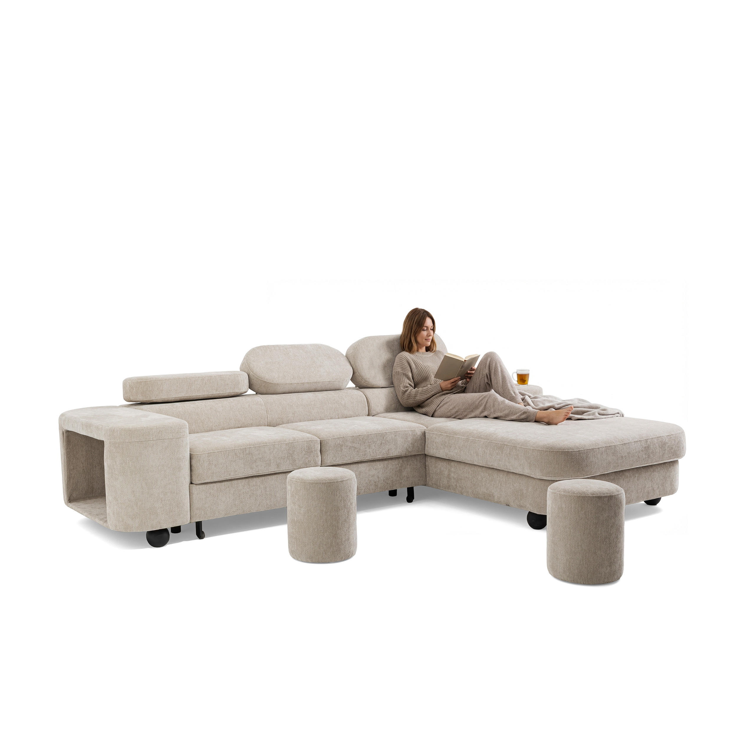 ECKSOFA Love Rechts Beige - Beige, Holz (284/205cm) - Muffo