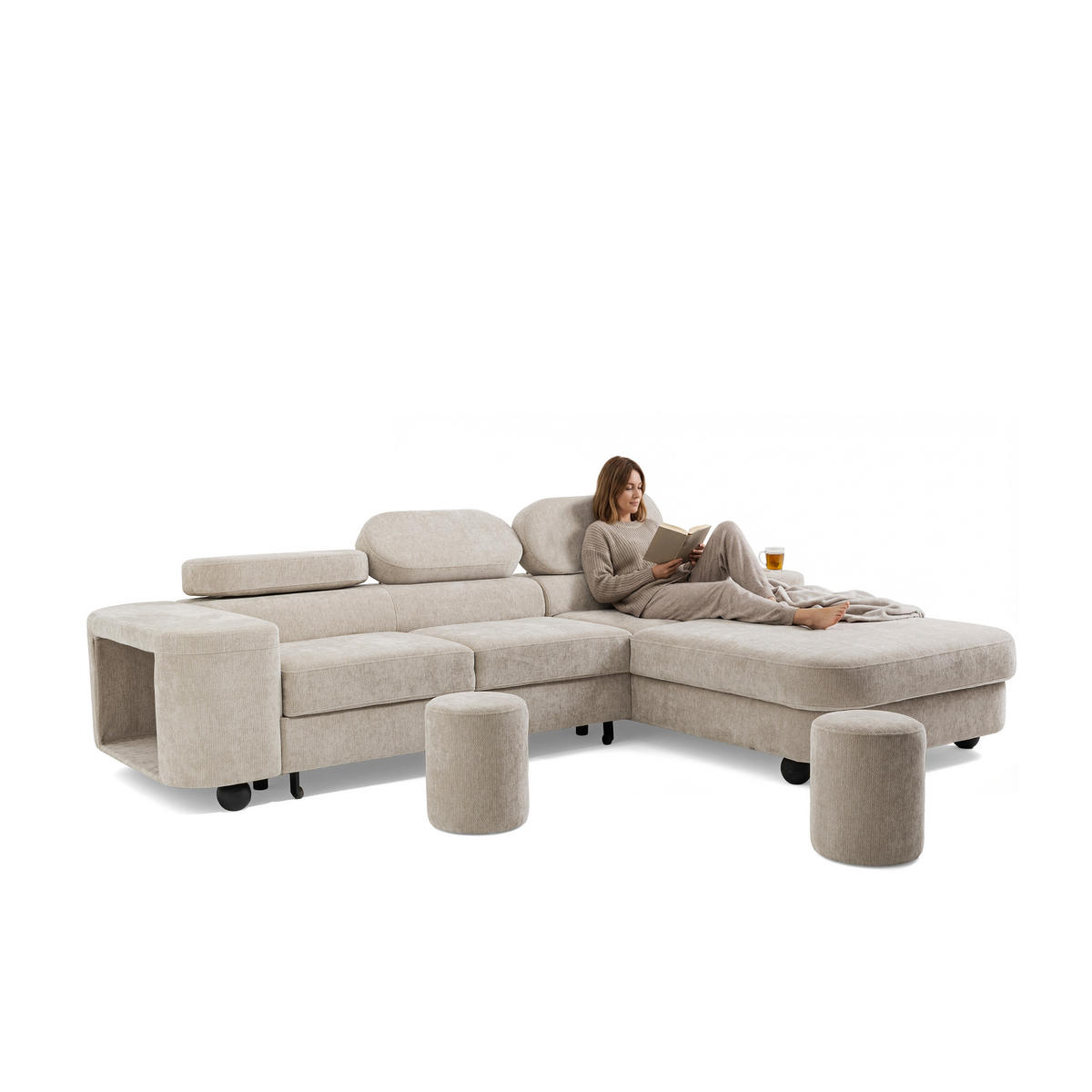 ECKSOFA Love Rechts Beige - Beige, Holz (284/205cm) - Muffo