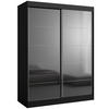 SCHIEBETÜRENSCHRANK Como 2D 150 Schwarz (lacobel) - Silberfarben/Schwarz, Holzwerkstoff/Metall (150/201/65cm) - mzm24