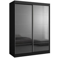 SCHIEBETÜRENSCHRANK Como 2D 150 Schwarz (lacobel) - Silberfarben/Schwarz, Holzwerkstoff/Metall (150/201/65cm) - mzm24