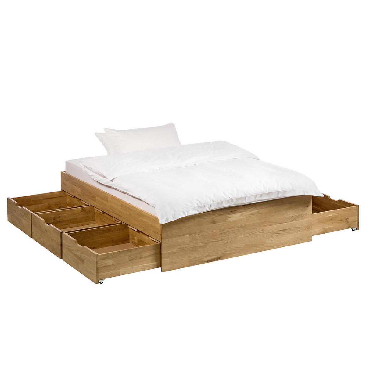 MASSIVHOLZBETT - Massivholz - Braun - Eichefarben, Holz (140/200cm) - home24