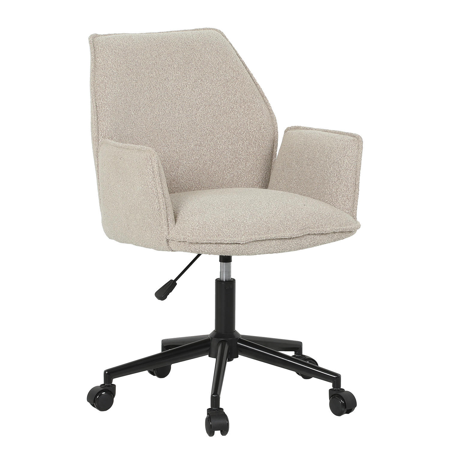 BÜRODREHSTUHL - Bouclé / Eisen - Beige/Schwarz, Textil/Metall (57/85/62cm) - home24