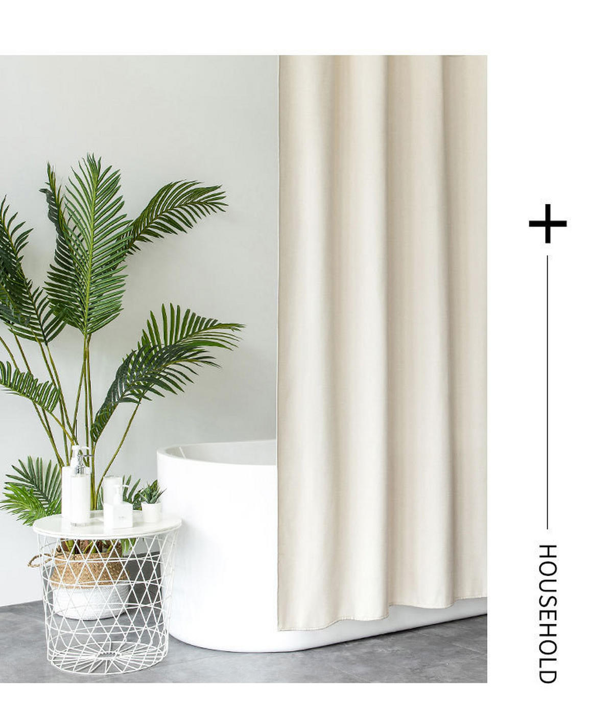DUSCHVORHANG Polyester wasserdicht dekorativ mit Haken Kunststoff - Beige, Textil (180/180cm) - MCBOSON