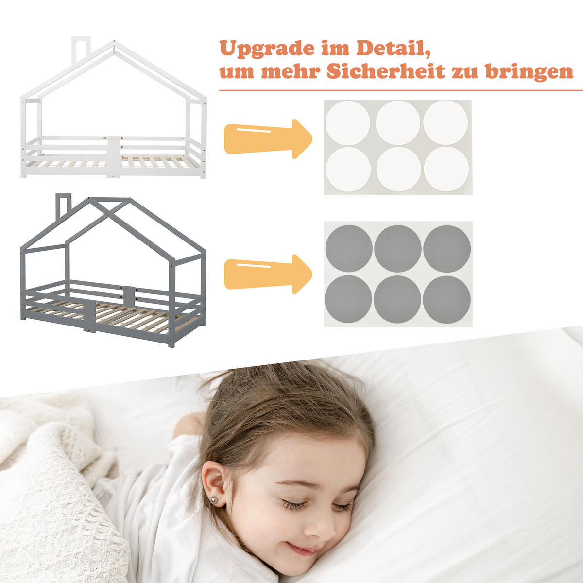 HAUSBETT grau - Grau, Holz (209/143/96cm) - Urban Meuble