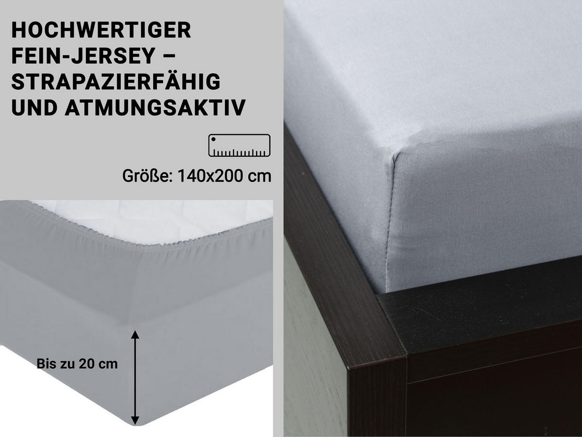 SPANNBETTLAKEN, 140x200 cm, 100% Baumwolle, Grau - Grau, Textil (140/200cm) - Zollner