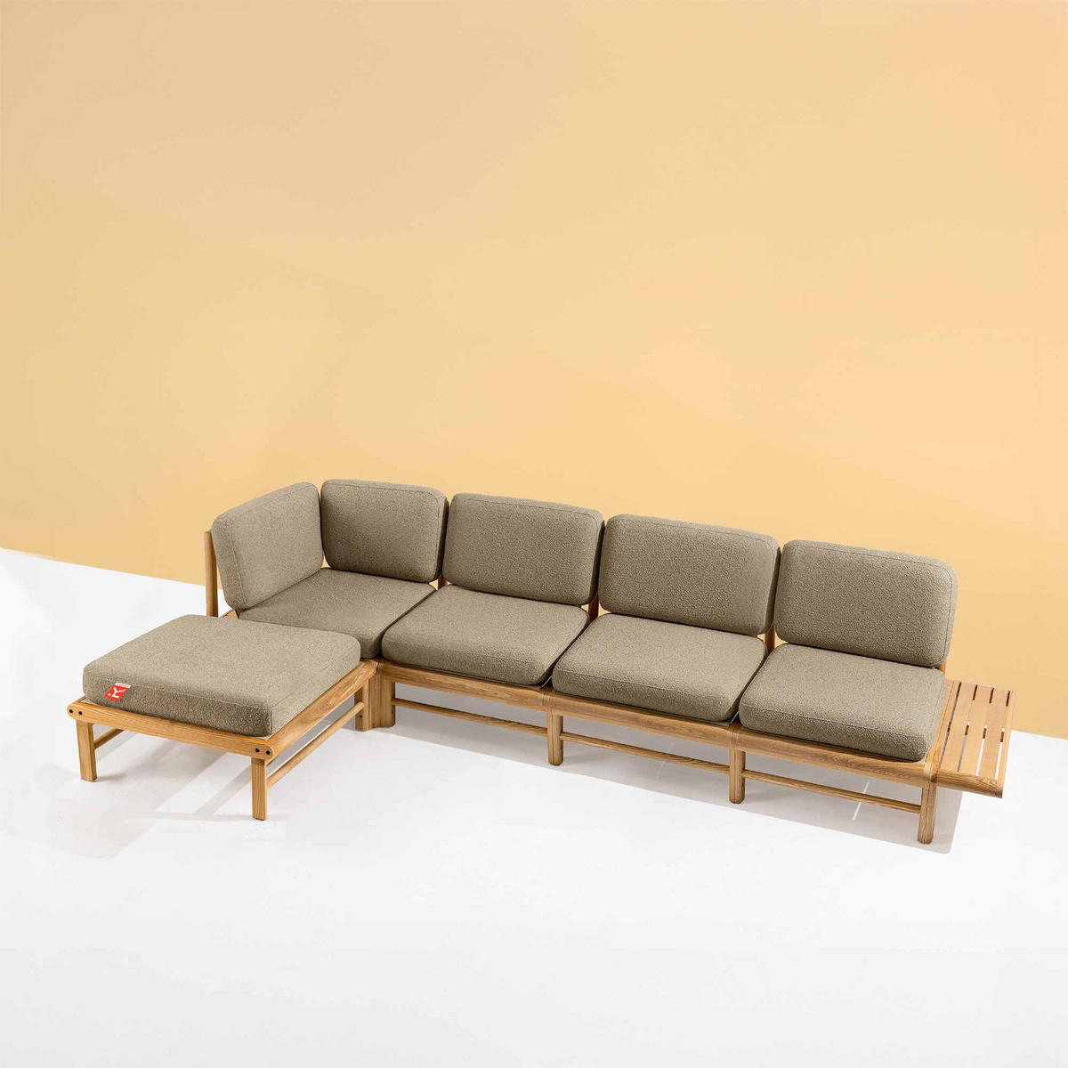 LOUNGESOFA ATREDA links - Beige, Holz/Textil (315/80/150cm) - KONSIMO®