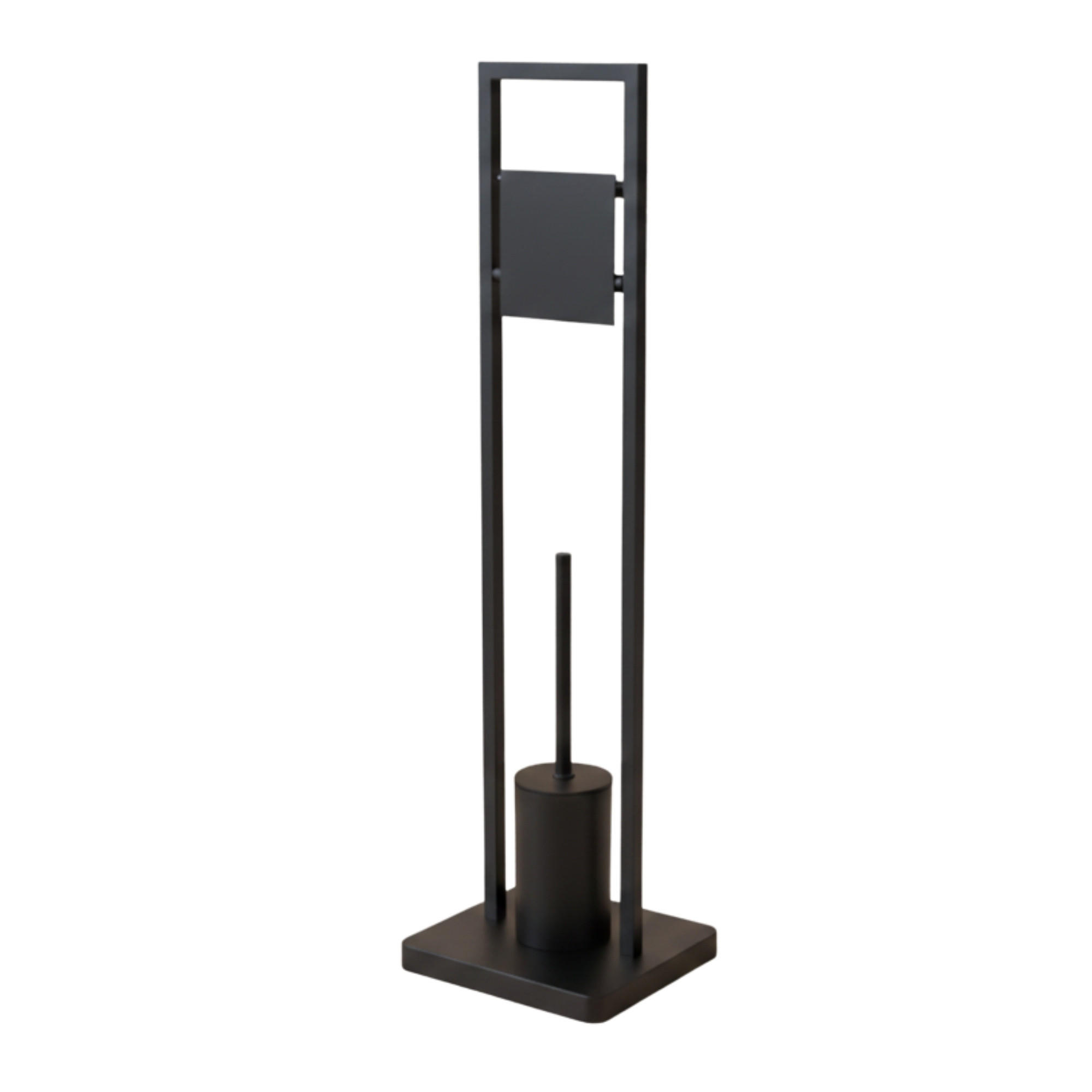 WC-BÜRSTE mit Halter für Toilettenpapier Arle 19/23/77 cm - Schwarz, Metall (23/77/19cm) - NUXIO