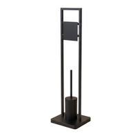 WC-BÜRSTE mit Halter für Toilettenpapier Arle 19/23/77 cm - Schwarz, Metall (23/77/19cm) - NUXIO
