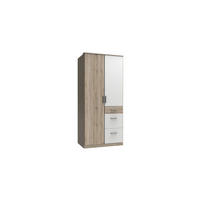 KLEIDERSCHRANK Joker in Eiche San Remo Weiß - Drehtürenschrank 2 türig - Braun, Holzwerkstoff (91/199/58cm)