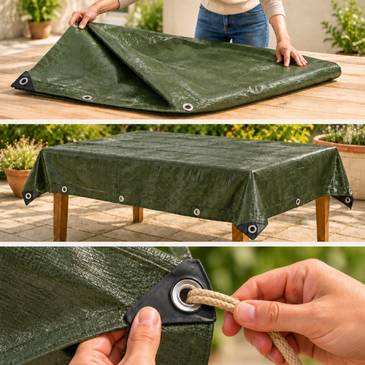PONJAVA zelena vodoodporna 200 g/m² 2x3 m - temno zelena, umetna masa (300/200/0.1cm) - Relaxdays