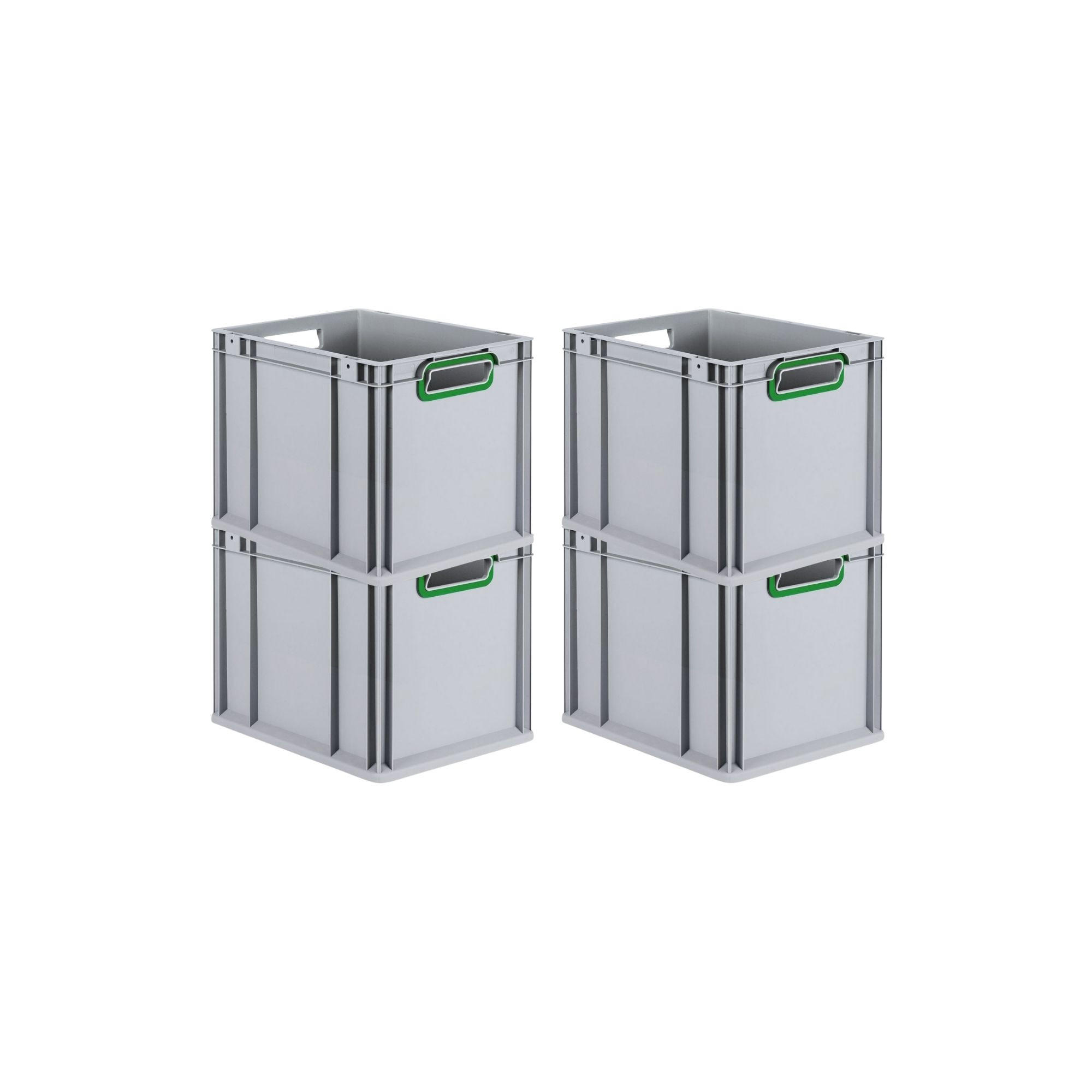EUROBOX 4x Nextgen Color 32x30x40cm 30 Liter Griffe Grün Offen - Grün, Kunststoff (30/32/40cm) - PROREGAL
