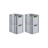 EUROBOX 4x Nextgen Color 32x30x40cm 30 Liter Griffe Grün Offen - Grün, Kunststoff (30/32/40cm) - PROREGAL