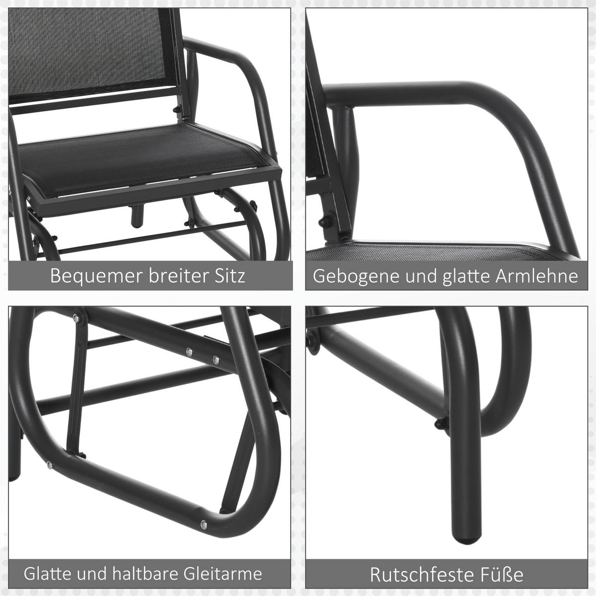 SCHAUKELSTUHL, Metall, Schwarz, 75 x 66 x 85 cm - Schwarz, Metall (66/85/75cm) - Outsunny