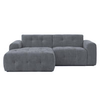 ECKSOFA mit Ottomane links, raffinierten Steppungen, Wellenunterfederung, B234/T161/H79 cm, Chenille-Bezug in Grau / 21046 - Schwarz/Grau, Kunststoff/Textil (234/79/161cm) - luma-home