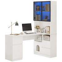 ECKSCHREIBTISCH 120cm LED Regal 3 Schubladen 2 Türen modern - Weiß, Holzwerkstoff (120/80/180cm) - FLIEKS