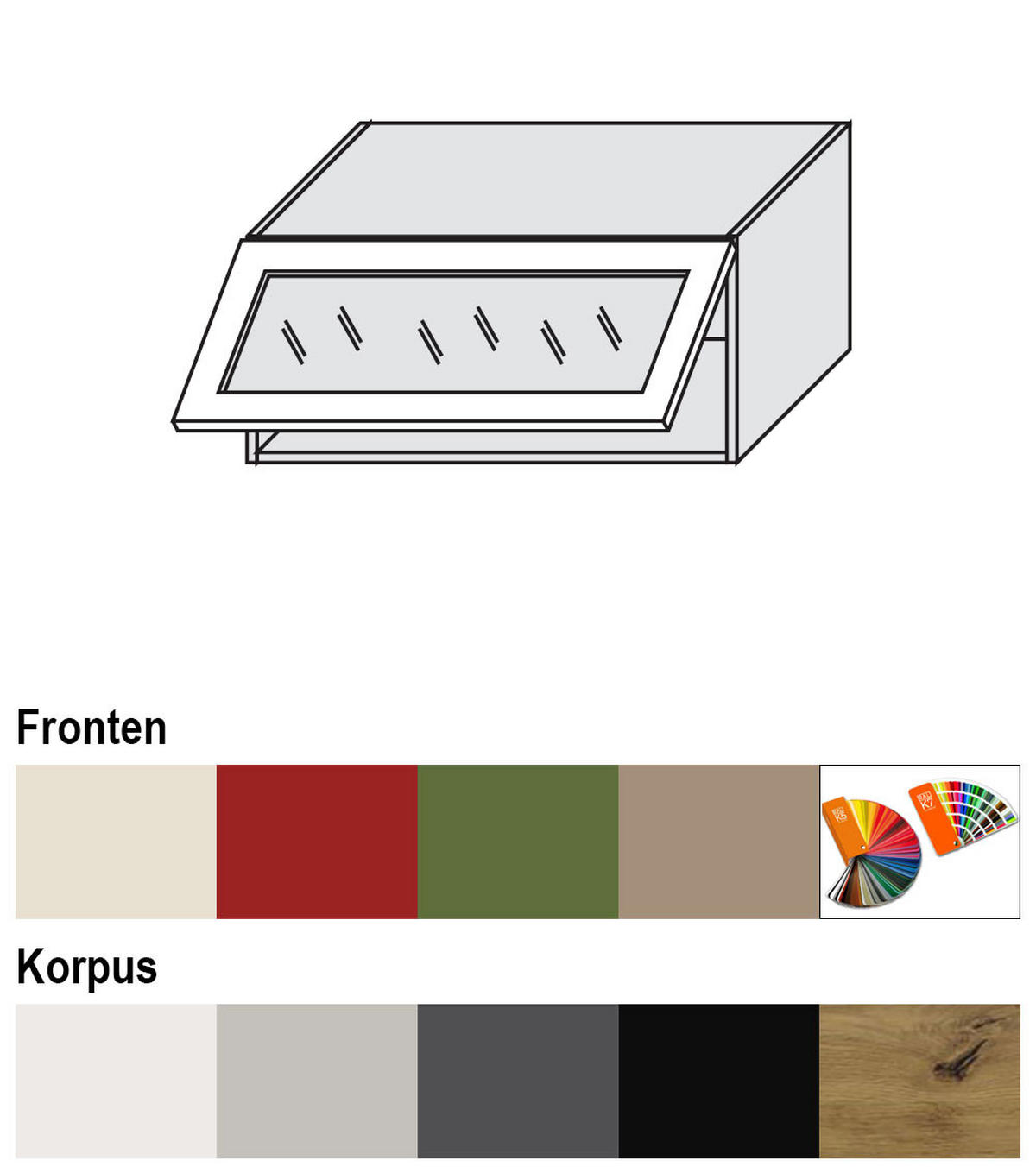 KLAPPHÄNGESCHRANK Brerra W4BS/80 WKF Grau / RAL 6025 farngrün Matt 80 / 32,5 / 36cm - Grau/Grün, Holz/Holzwerkstoff (80/36/32.5cm) - Feldmann-Wohnen