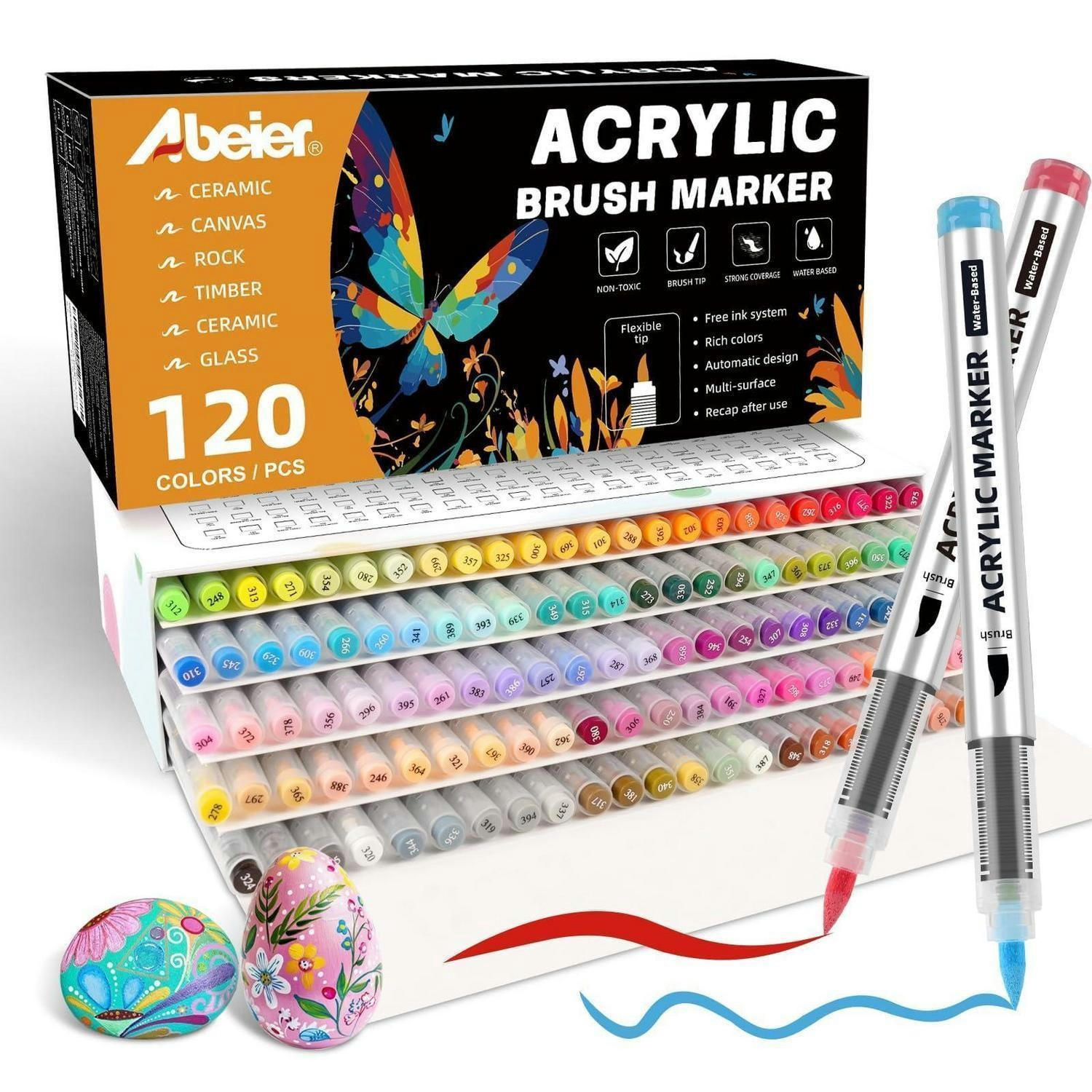 ACRYLSTIFTE Set 120 Farben Brush Tip Wasserfest - Multicolor, Kunststoff (1.3/1.3/13.4cm)
