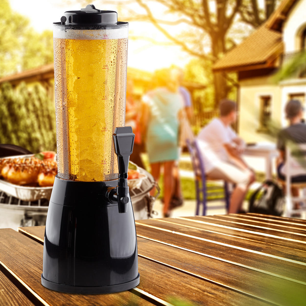 BIERSÄULE - Schwarz, Kunststoff (2.5L) - Relaxdays