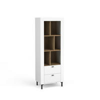 BÜCHERREGAL Mossa Weiß, mit Schubladen - Schwarz/Weiß, Holzwerkstoff (60/169/40cm) - Bettso
