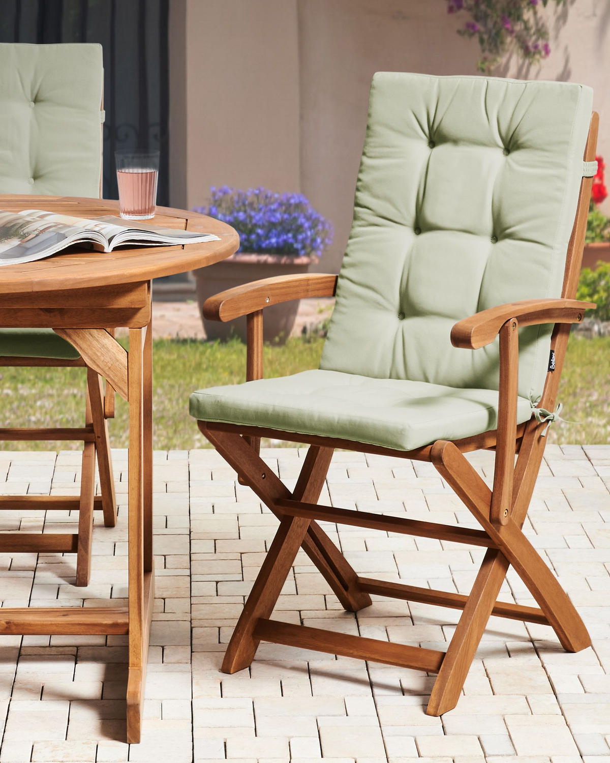 GARTENSTUHL 2er-Set Hellgrün Maui Premium - Braun/Hellgrün, Holz (46/92/48cm) - Beliani