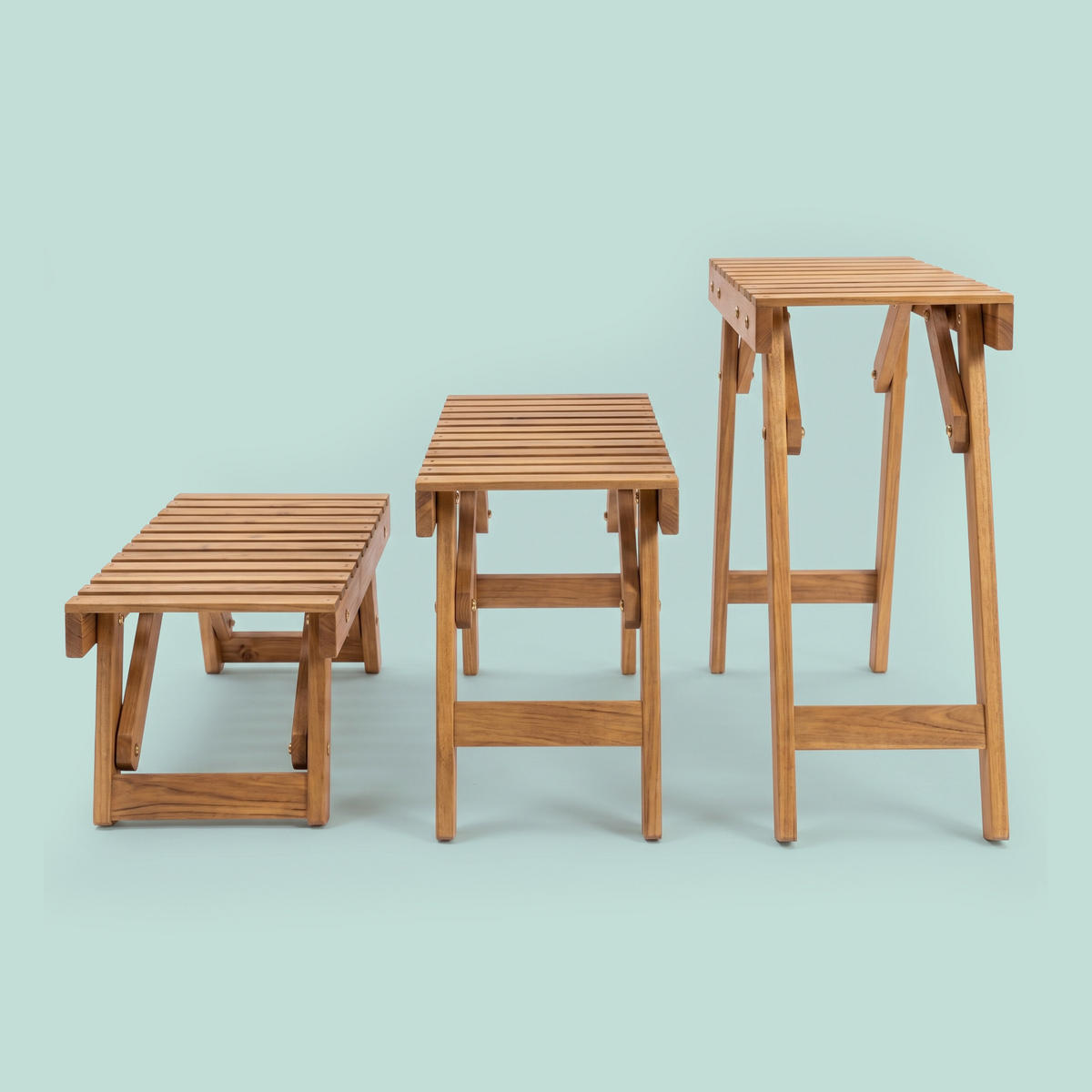 BLUMENSTÄNDER Natur 3er-Set Tannenholz 70x25 cm - Hellbraun, Holz (70/49/25cm) - Relaxdays