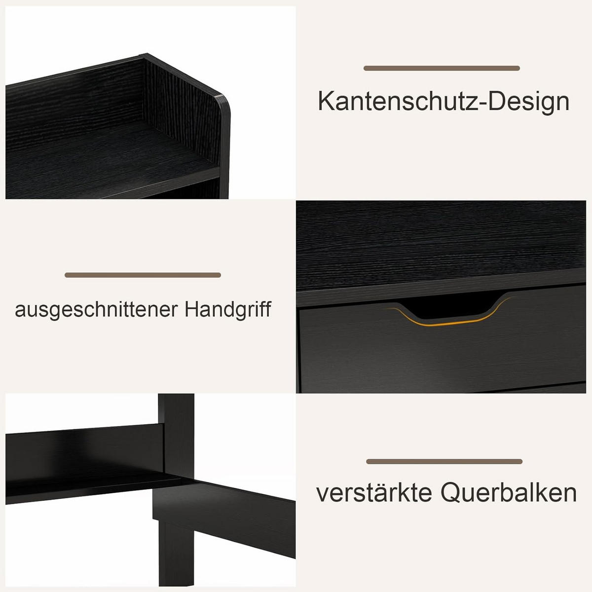 DATORBORD Svart - Svart, Träbaserade material (56/95/109.5cm) - COSTWAY