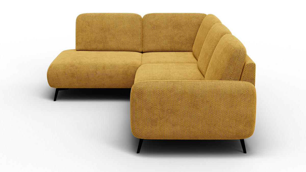 ECKSOFA FEBE 5-Sitzer links, dunkelgelb - Gelb/Schwarz, Holz/Textil (271/190cm) - Courtois Laville