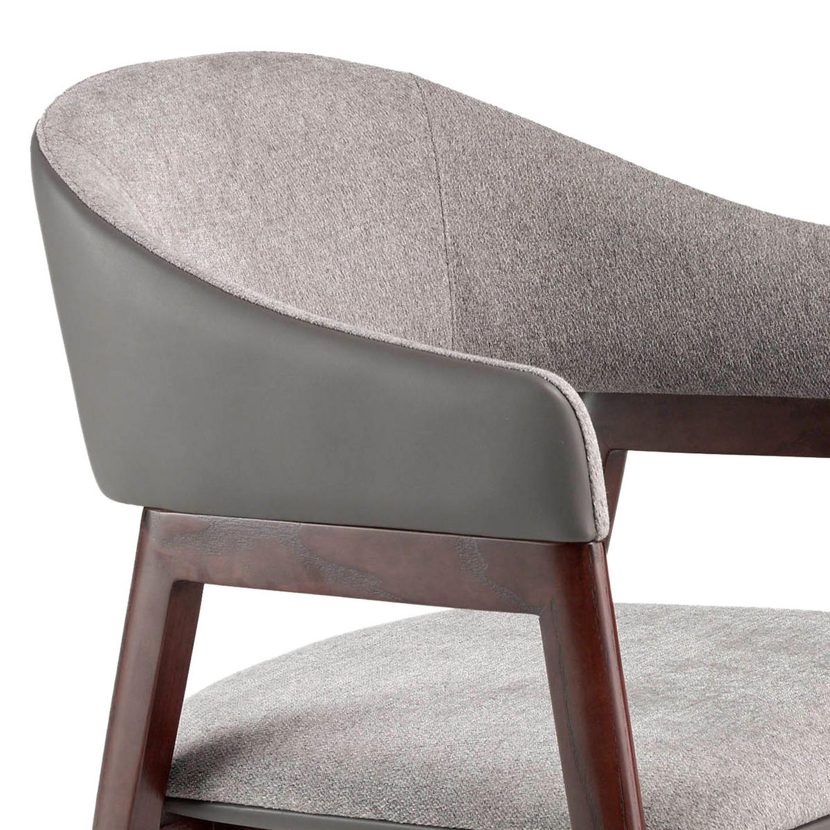 STUHL Ökolederstuhl aus grauem Stoff und dunklem Nerz 55/58/79 cm - Nussbaumfarben/Grau, Textil (55/79/58cm) - ANGEL CERDA