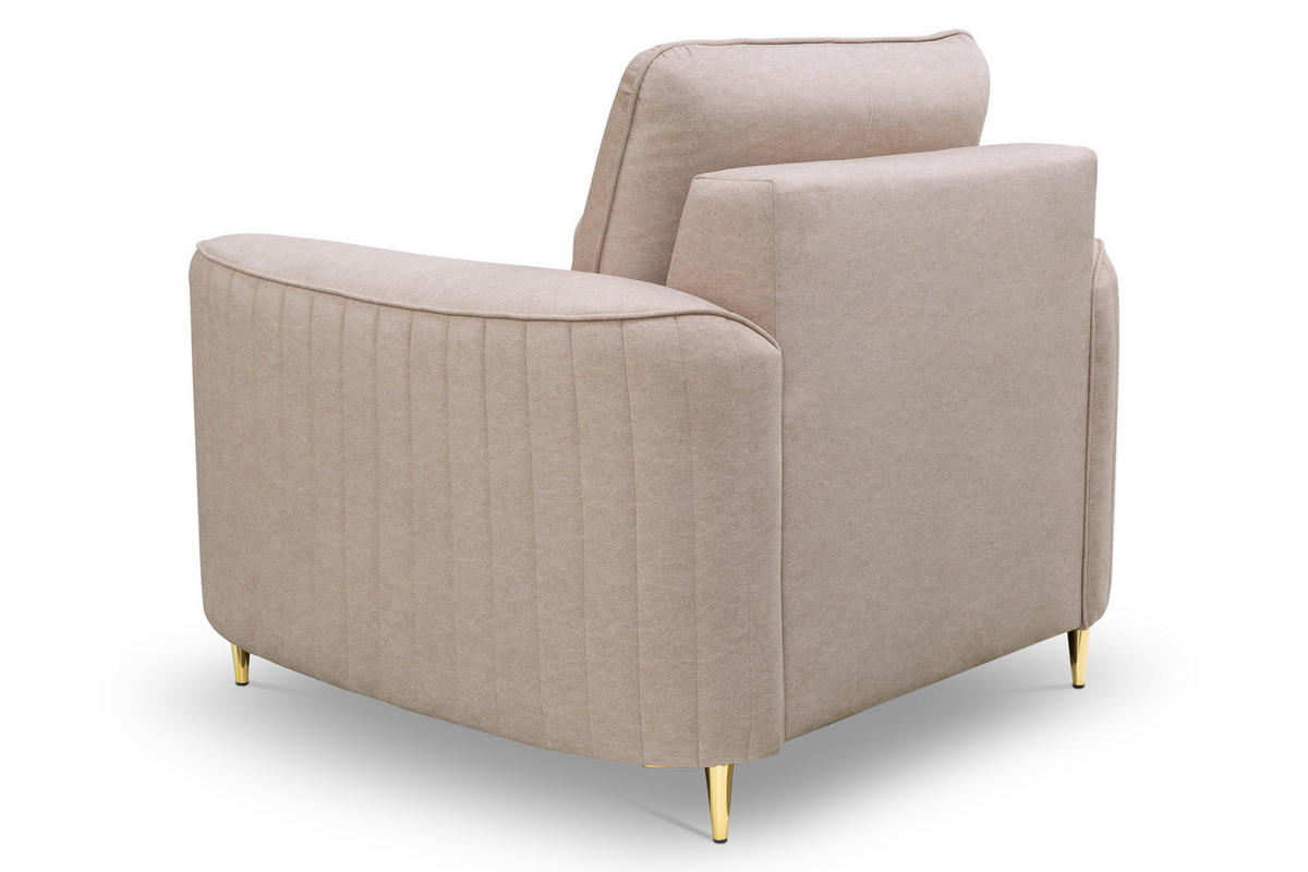SESSEL VELA, Modern Polstersessel Loungesessel, Velours-Stoff Beige - Beige, Holz/Metall (100/85/94cm) - MASSENO