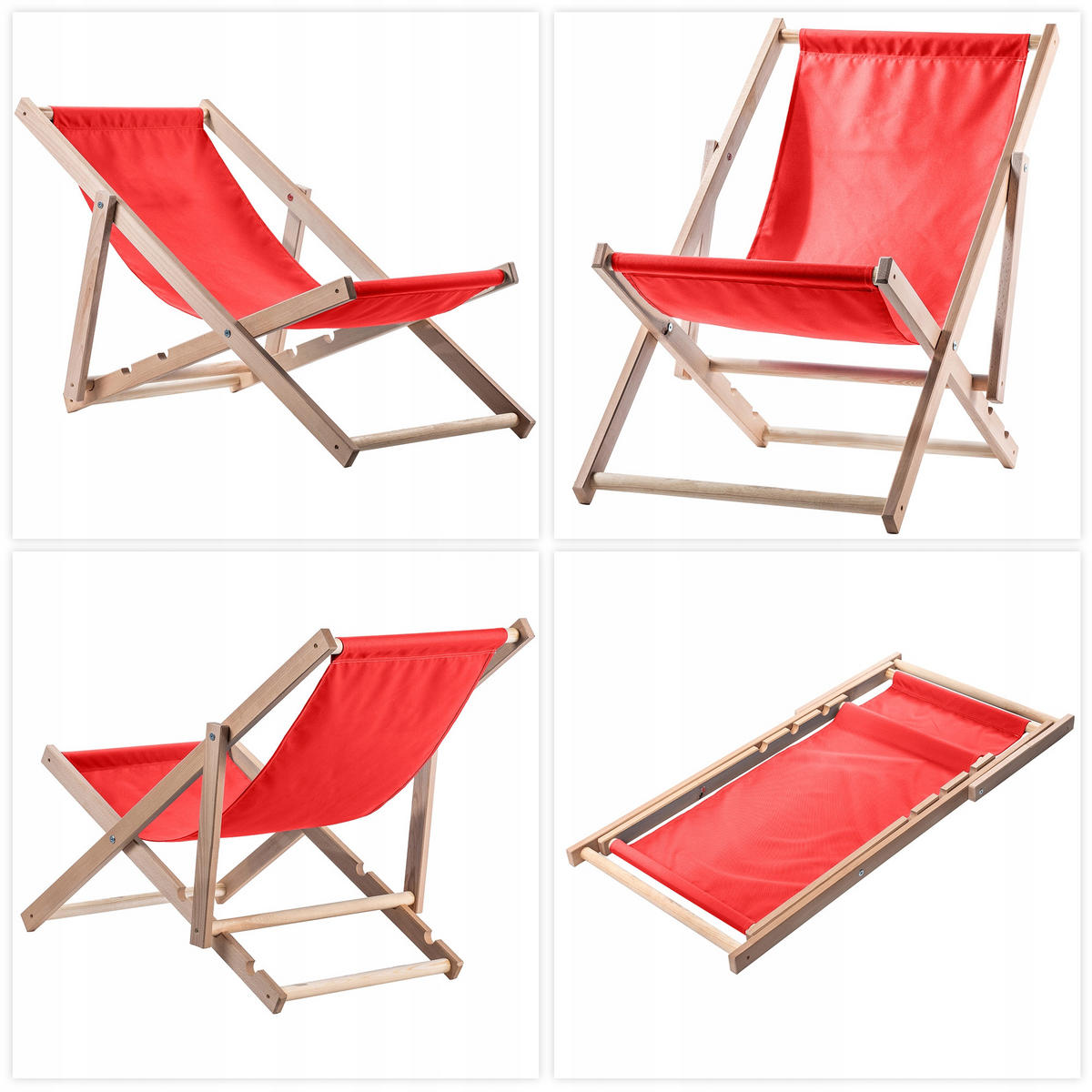HOLZLIEGESTUHL 80 x 63 cm, Rot - Rot, Holz (53/78cm) - KADAX