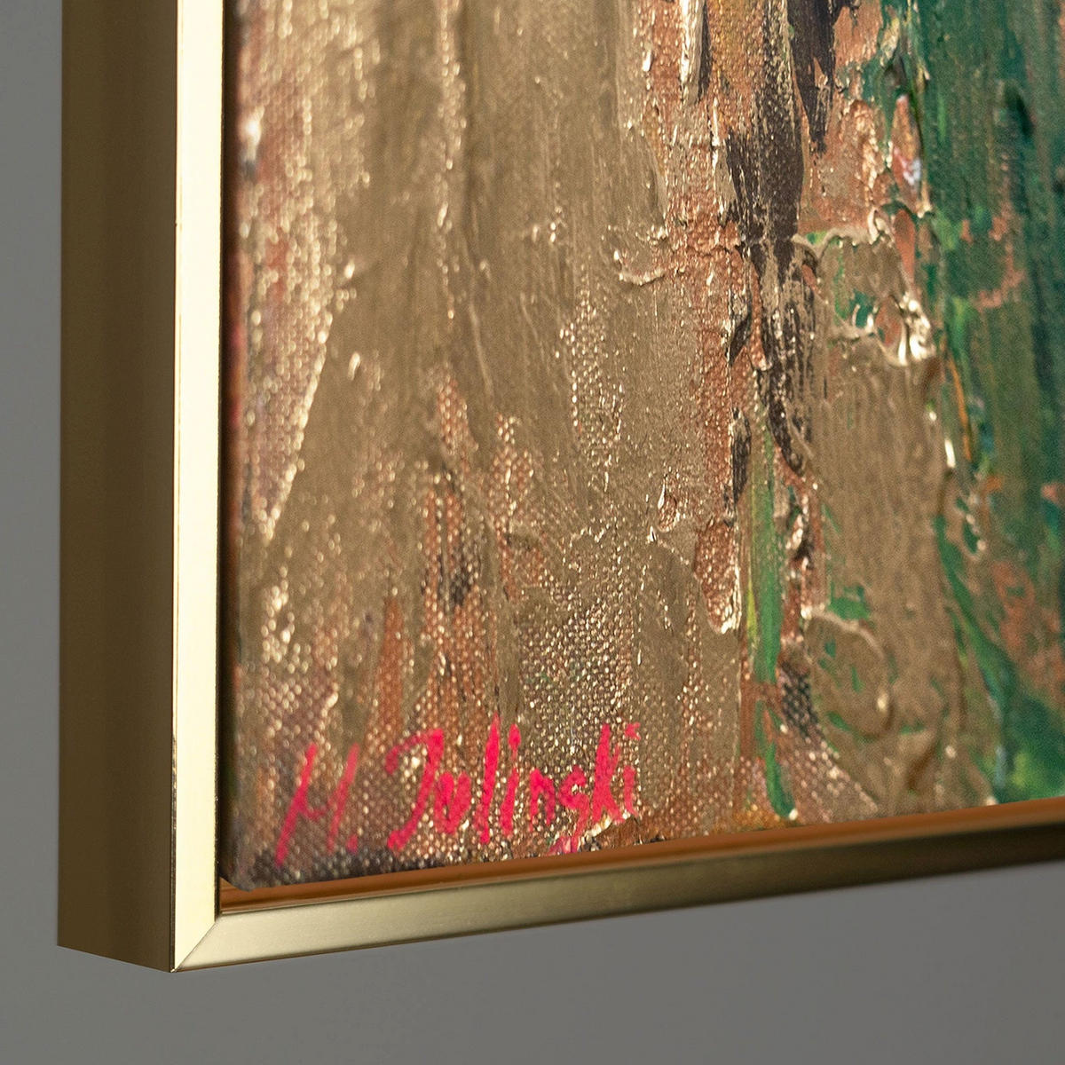 GEMÄLDE Blüte der Seelen Schattenfugenrahmen Gold 140x100 cm - Goldfarben, Holz (140/100cm) - YS-art gallery