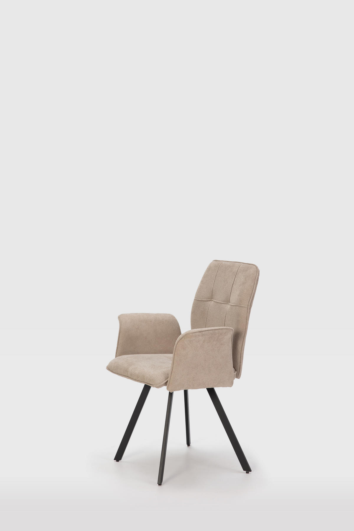 SESSEL (Set aus 2) aus stoff mit schwarzen metallbeinen - mery 62/60/47 cm - Beige, Textil (60/47/62cm) - Calicosy