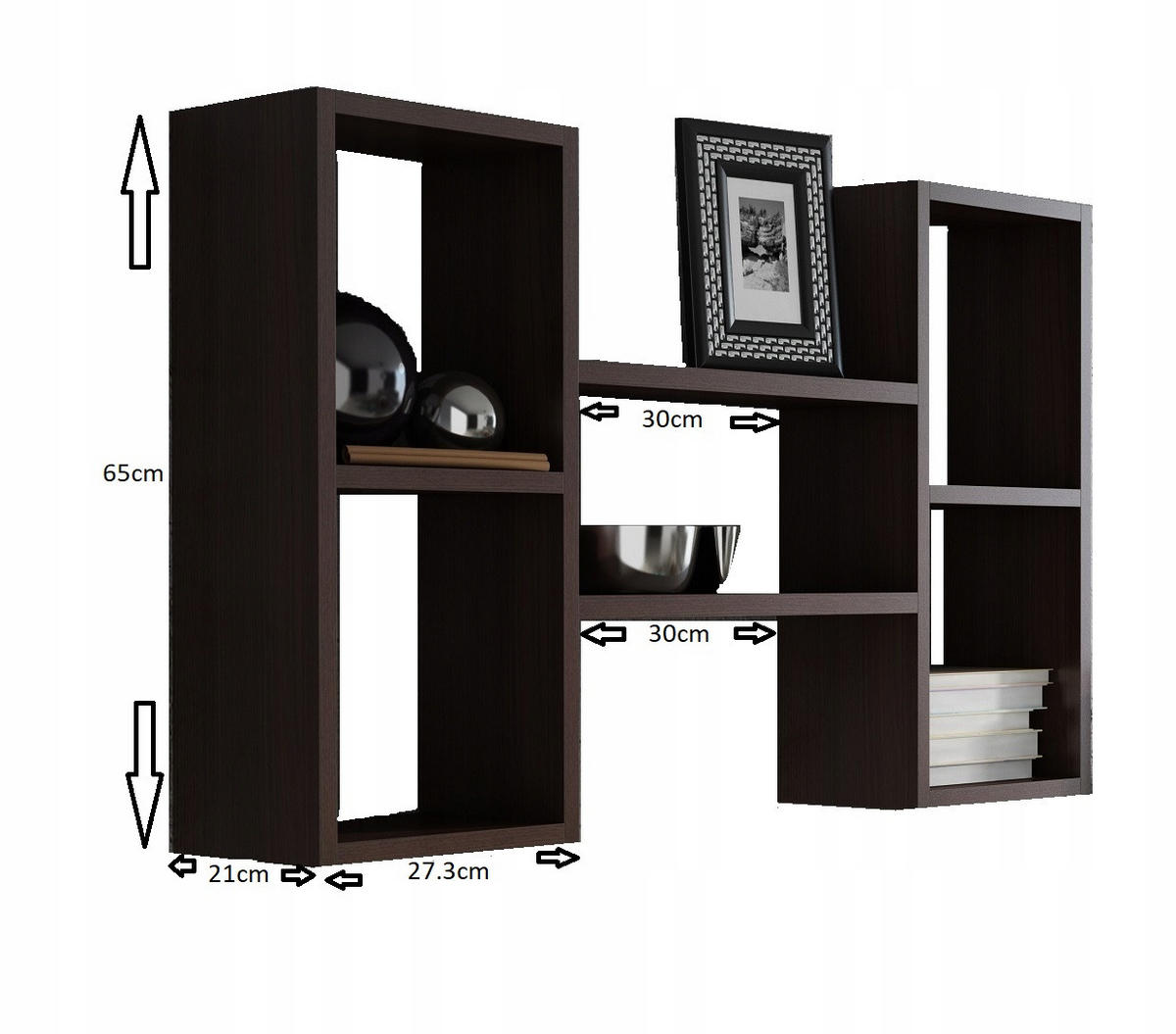 WANDREGAL Polon Wenge 92/21/65 cm - Wengefarben, Holzwerkstoff (92/65/21cm) - Matkam Möbel