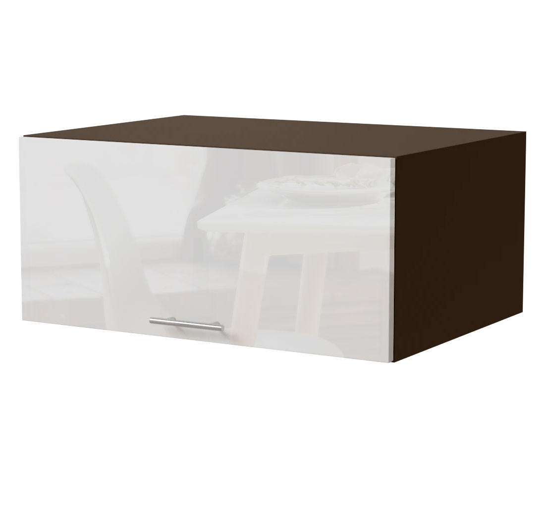 Feldmann-Wohnen Aufsatzschrank Weiß Hochglanz, Dunkelgrau 80x36x59 cm
