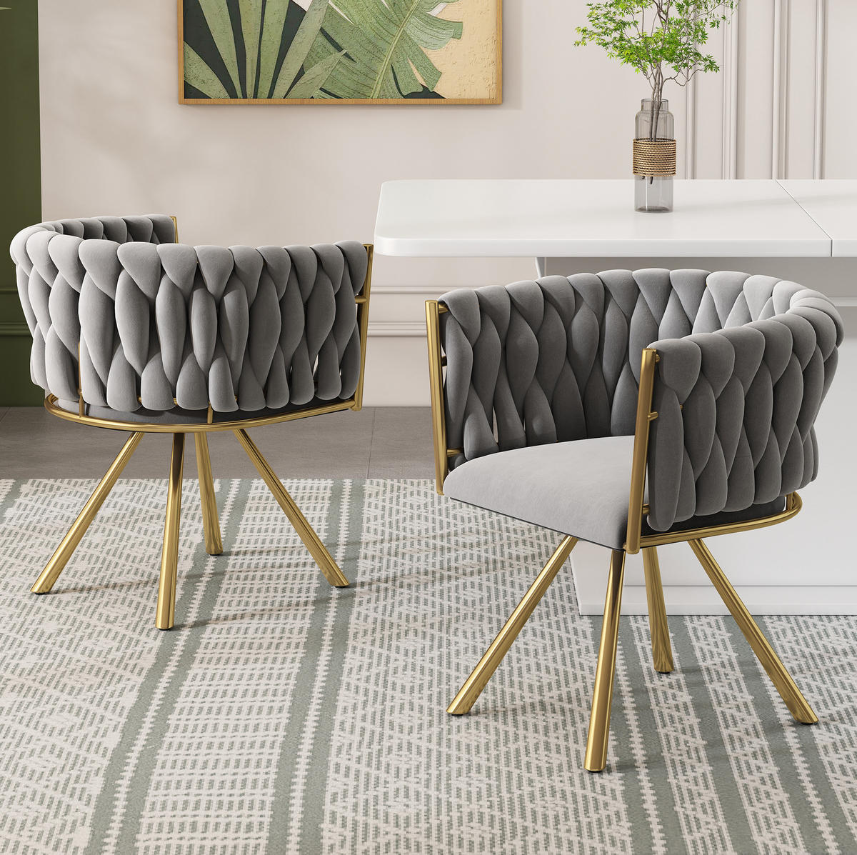 ESSZIMMERSTUHL 6er-Set 360° drehbar Samt Grau-Gold - Grau, Metall (54/72/59.2cm) - Meubliv