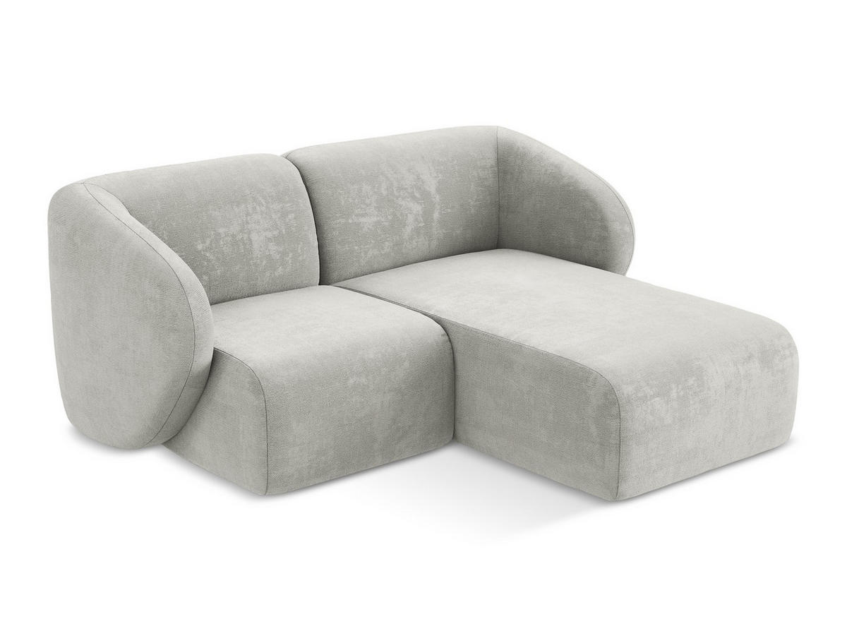 ECKSOFA Rechts Chenille Stoff Grau - Hellgrau/Schwarz, Holzwerkstoff/Kunststoff (178/166cm) - Makamii