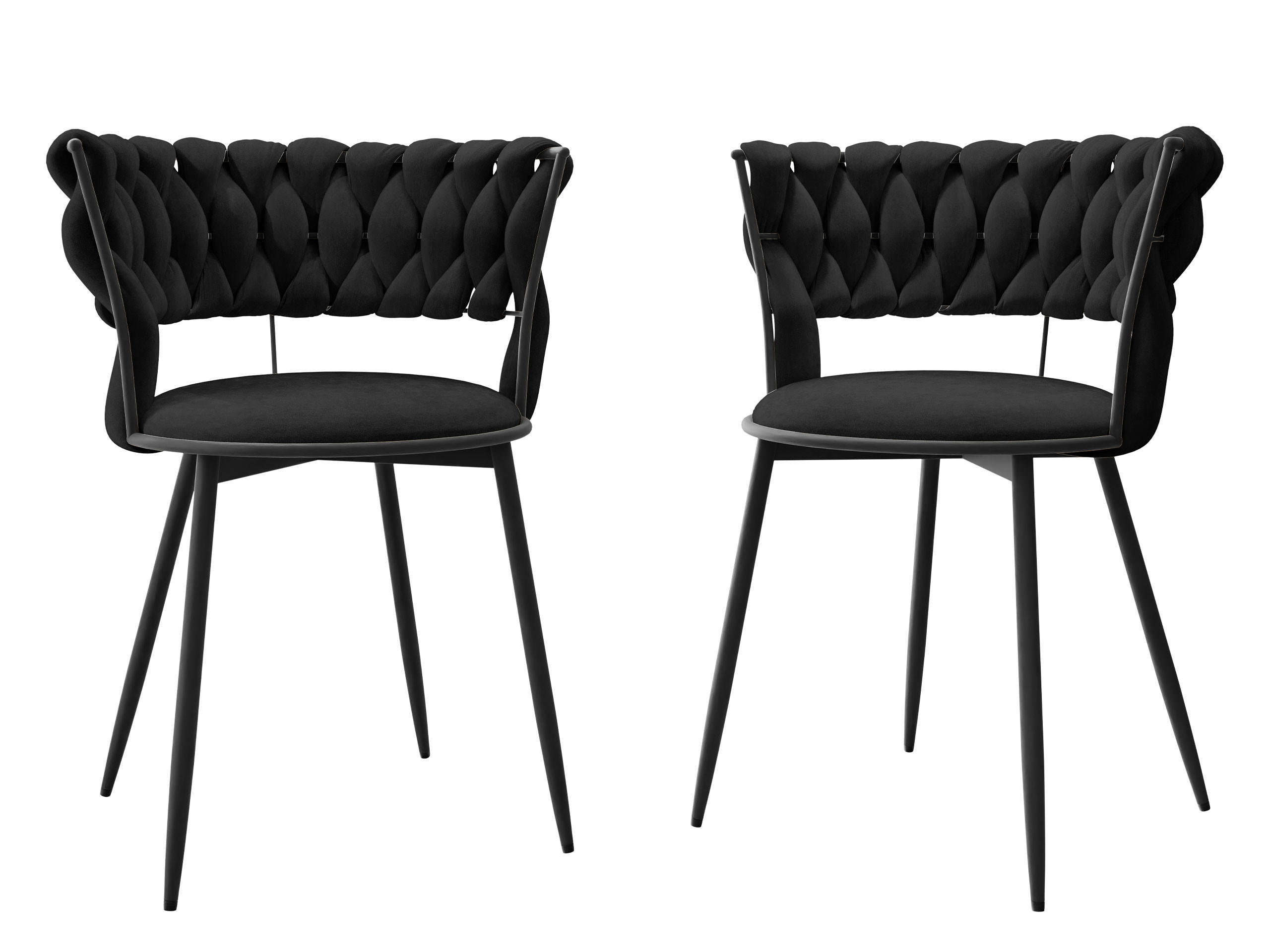 STUHL 2er-Set Muz DC-1141/BK (2 Stück in Samt) - Schwarz, Textil/Metall (57/74/52cm) - MIRJAN24
