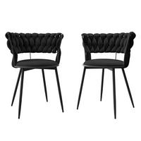 STUHL 2er-Set Muz DC-1141/BK (2 Stück in Samt) - Schwarz, Textil/Metall (57/74/52cm) - MIRJAN24