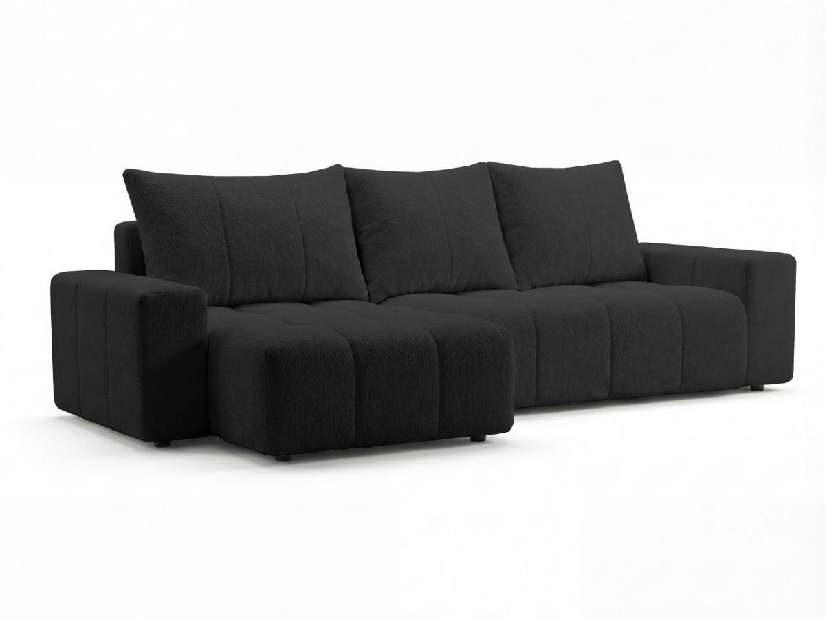 ECKSOFA Bresso Bouclé-Stoff Schwarz - Schwarz, Holz/Textil (255/168cm) - Graingold