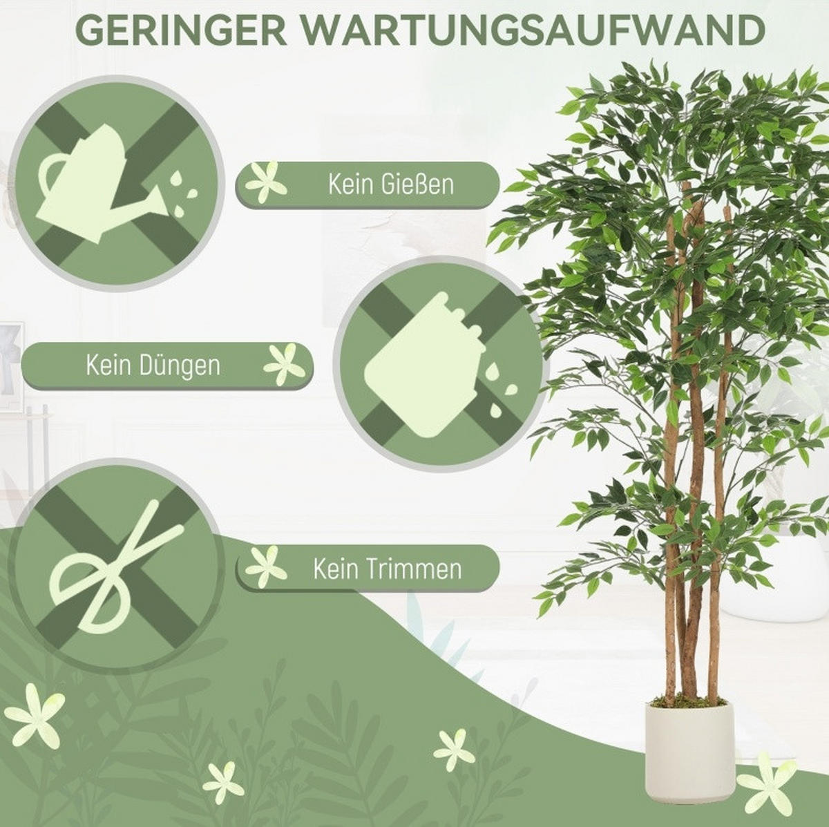 KUNSTPFLANZE 22/22/180 cm grün aus Kunststoff mit verstellbaren Blättern - Grün, Kunststoff (180cm) - OKWISH