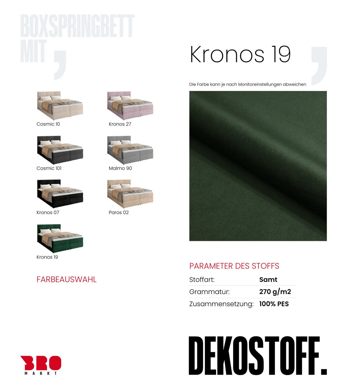 BOXBETT Boston mit Topper 140/200 Grün - Grün, Holzwerkstoff/Textil (140/200cm) - Bromarkt