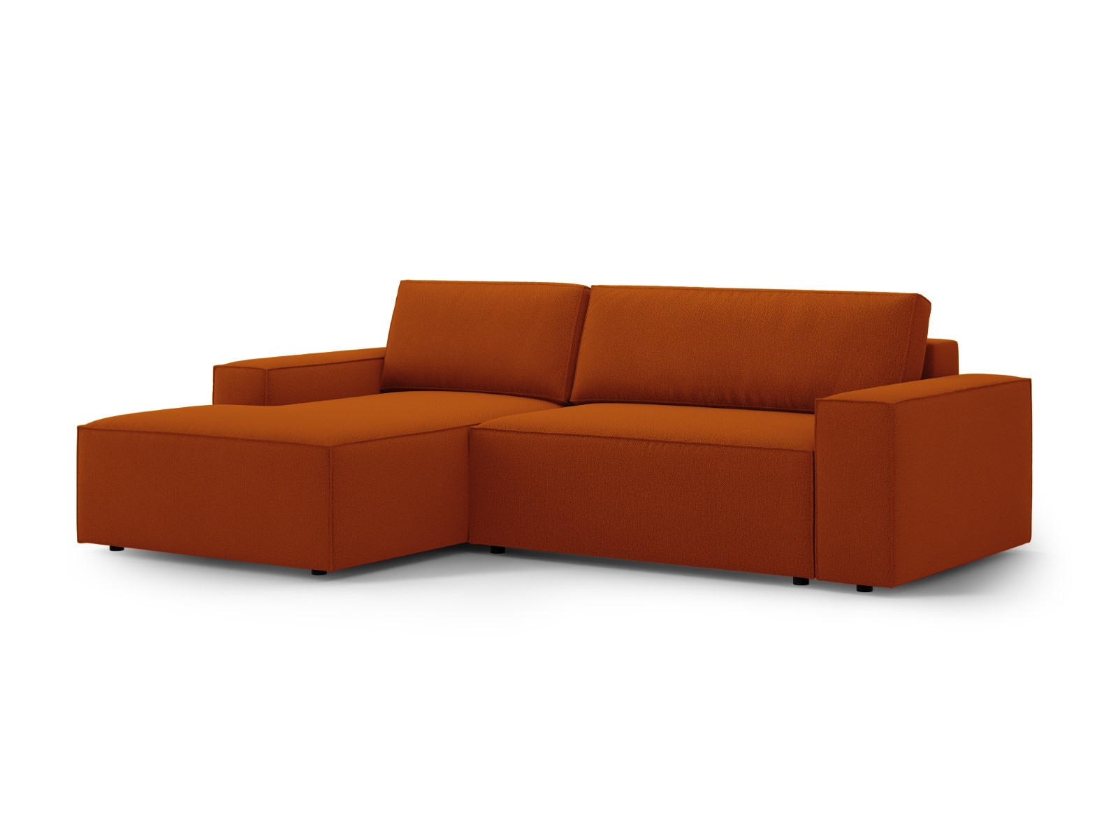 AUSKLAPPBARES-ECKSOFA links mit Container Jodie aus strukturiertem Stoff terrakotta 3 Sitzplätze - Terracotta, Textil (246/151cm) - Micadoni
