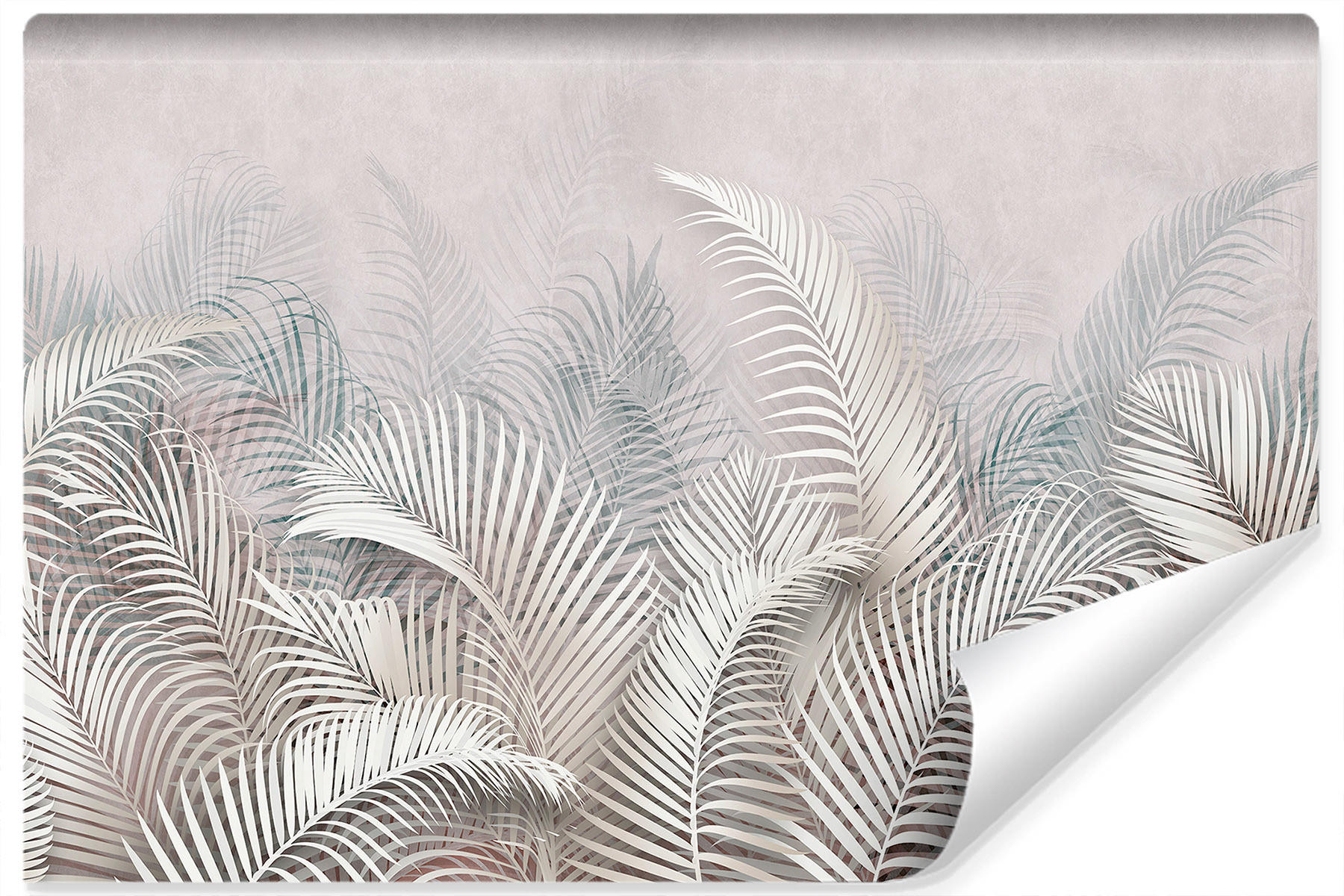 FOTOTAPETE Palmenblätter Beton 360x240 - Beige/Weiß, Papier (360/240cm) - Muralo