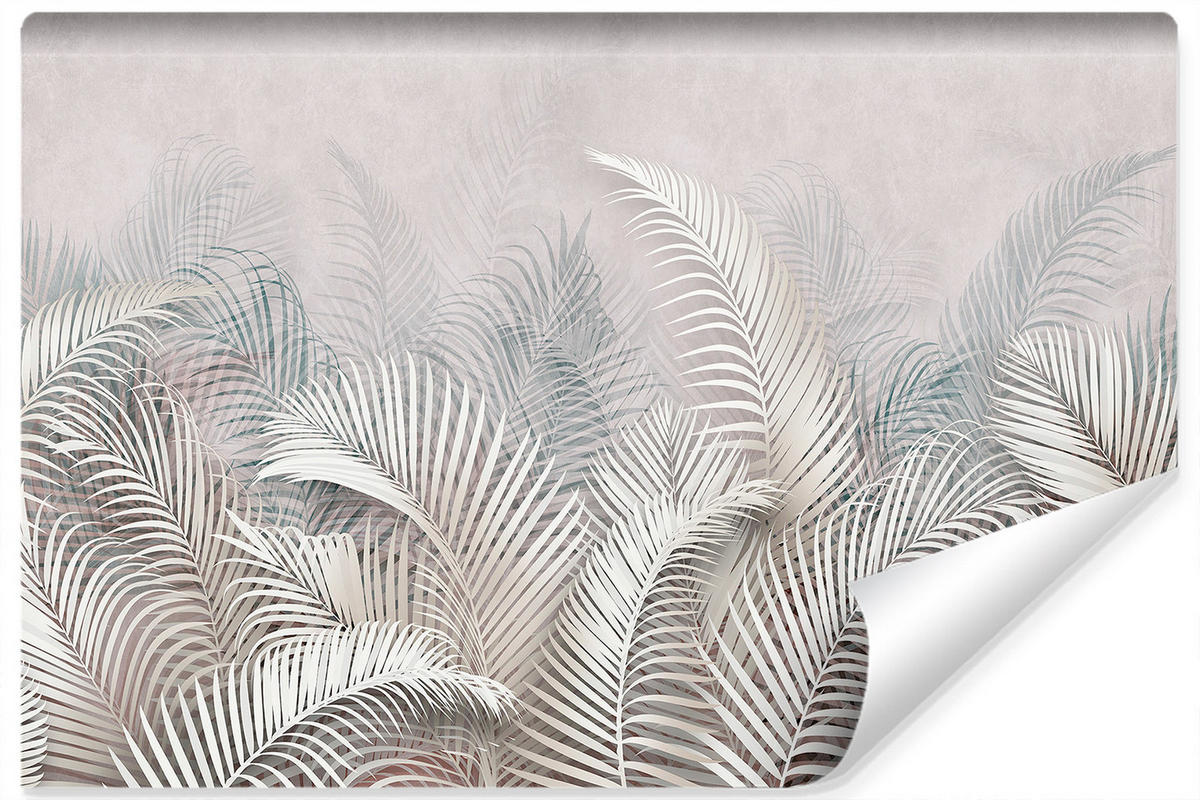 FOTOTAPETE Palmenblätter Beton 400x280 - Beige/Weiß, Papier (400/280cm) - Muralo